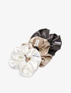 The HYA Large Mulberry-silk Scrunchie Pack Of Three