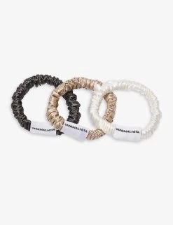 The HYA Skinny Mulberry-silk Scrunchie Pack Of Three